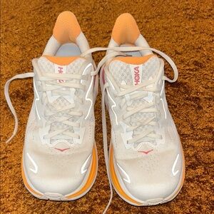 Hoka Women's Cream and Orange Athletic Shoes